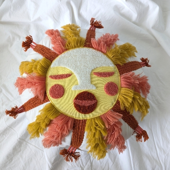 Round Sun Face Decorative Accent Pillow - Picture 1 of 3